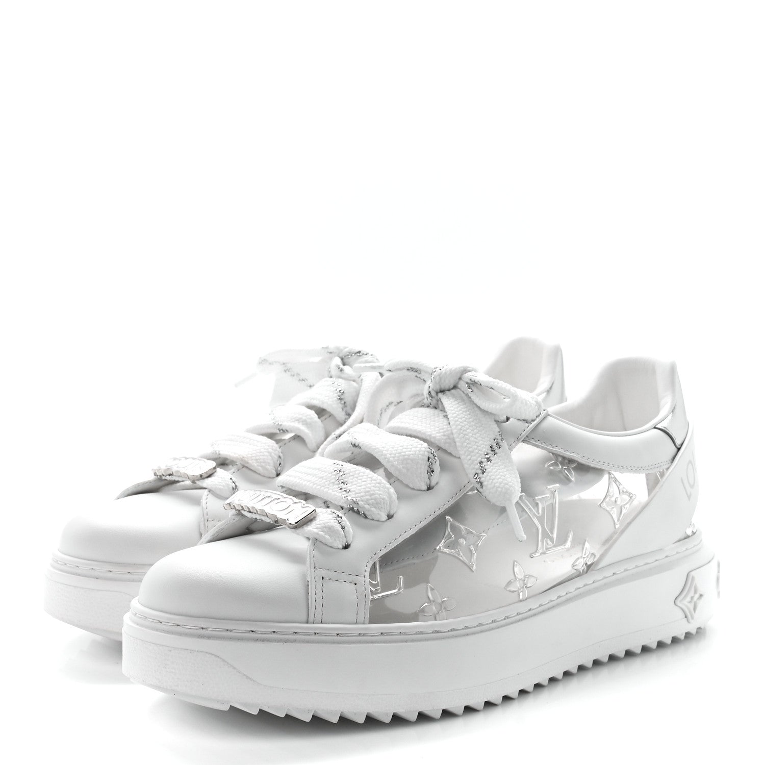 Louis Vuitton Monogram PVC Time Out Sneakers 38.5 Silver 3 of 10