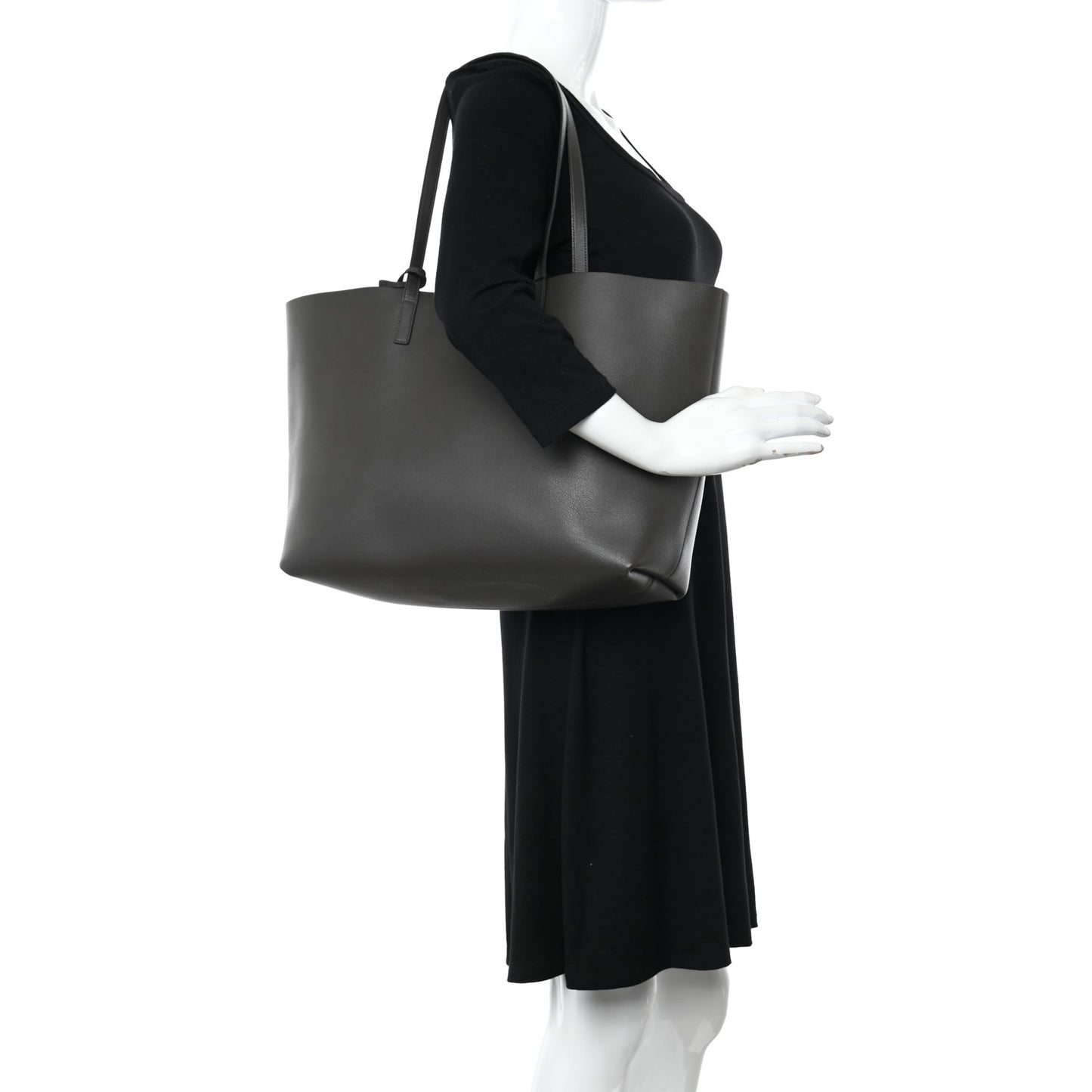 Calfskin Large Shopping Tote Black Earth