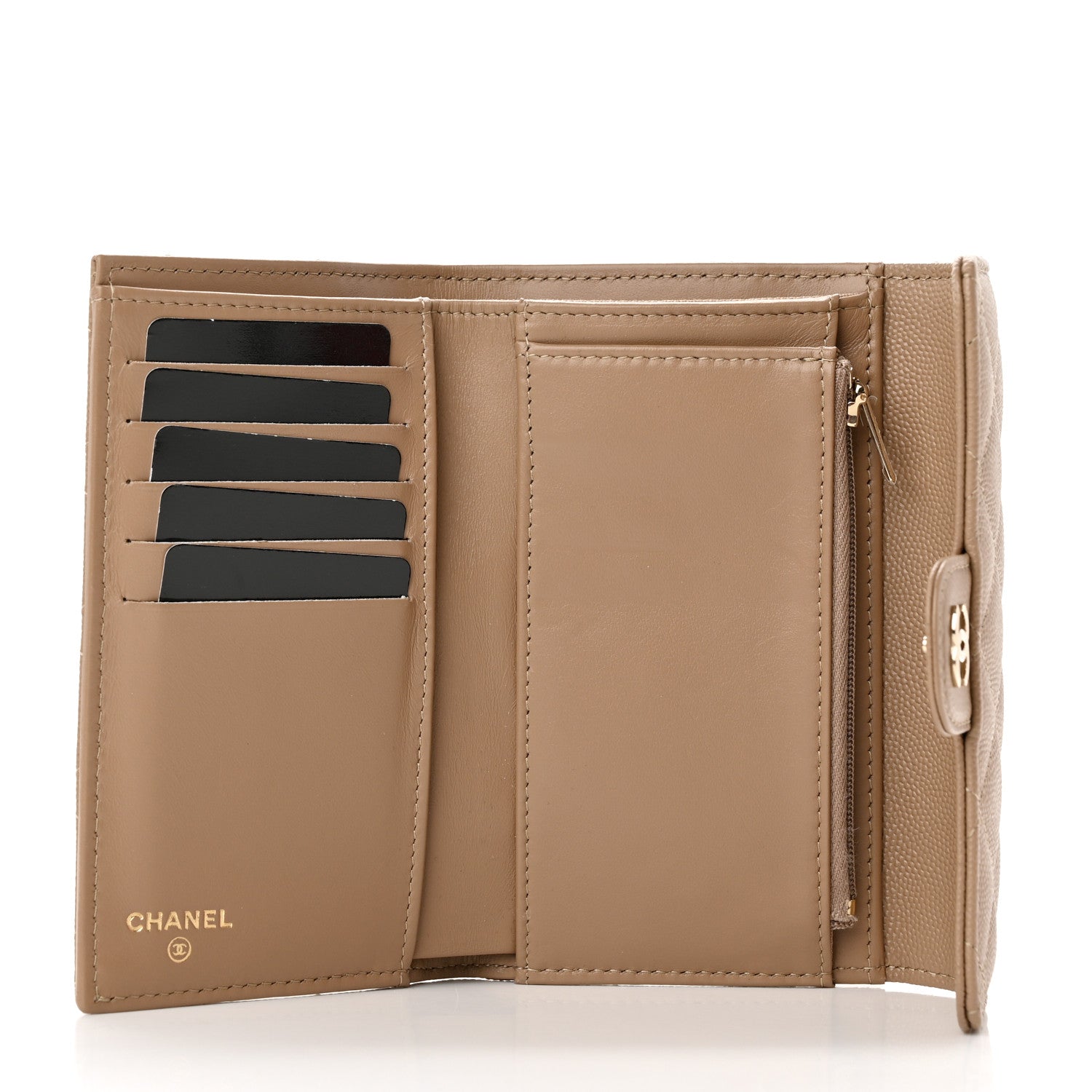 Chanel Caviar Quilted Medium Flap Wallet Beige 5 of 13