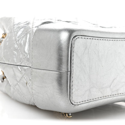 Chanel Metallic Crumpled Calfskin Quilted Small Gabrielle Backpack Silver 9 of 11