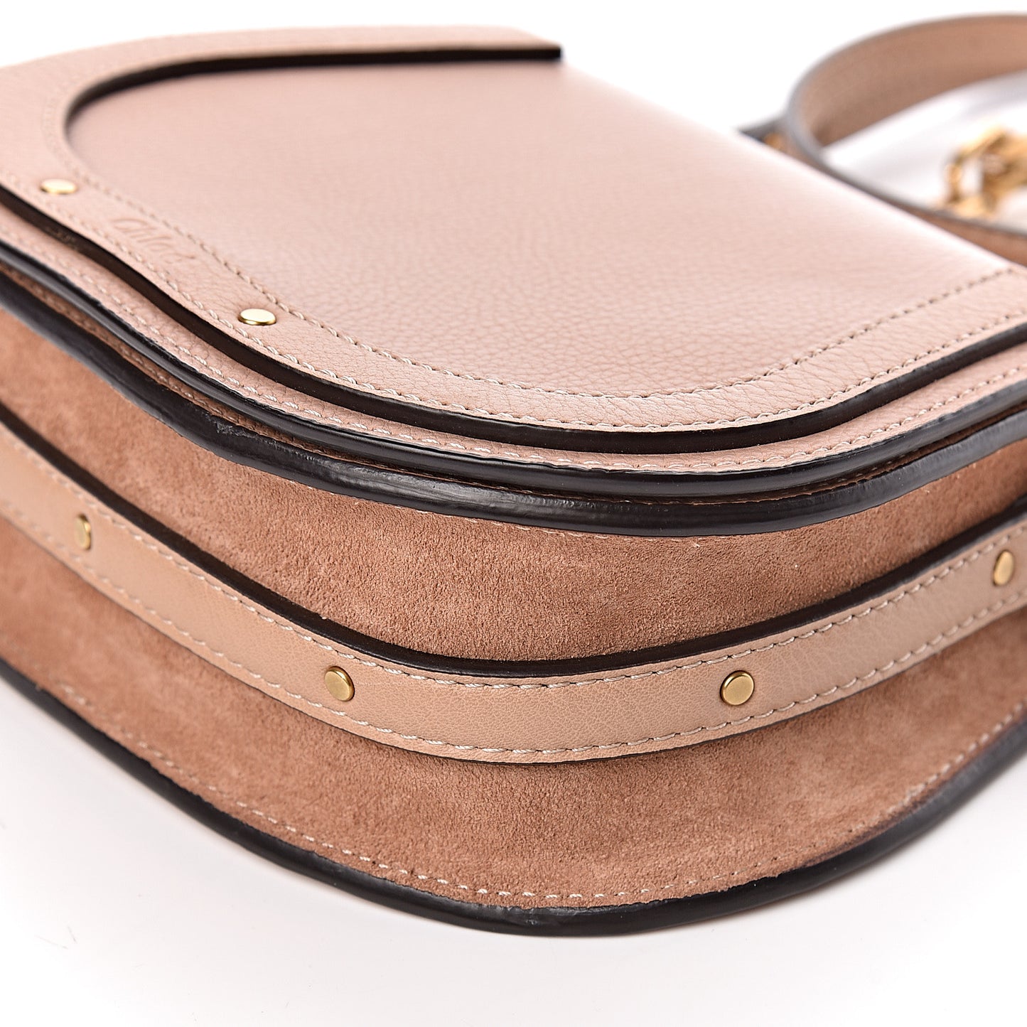 Calfskin Suede Small Nile Bracelet Bag Biscotti Beige