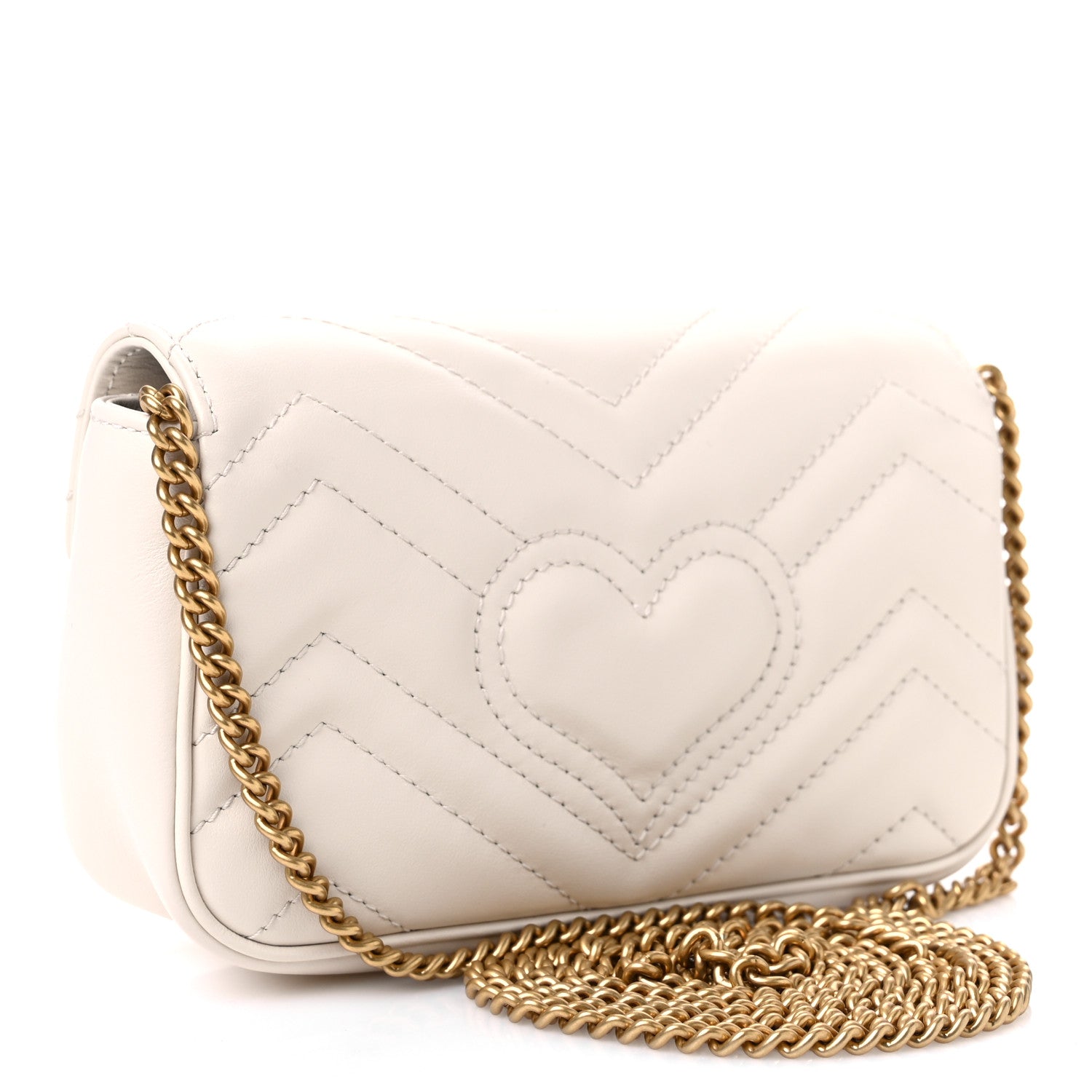 Gucci Calfskin Matelasse Super Mini GG Marmont Shoulder Bag White 2 of 10