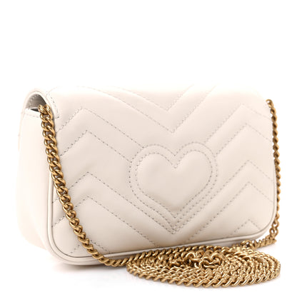 Gucci Calfskin Matelasse Super Mini GG Marmont Shoulder Bag White 2 of 10