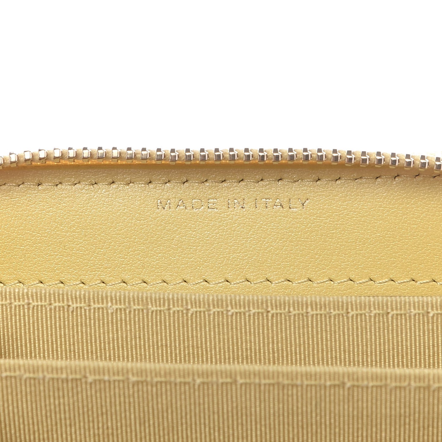 Iridescent Caviar Quilted Zip Coin Purse Yellow