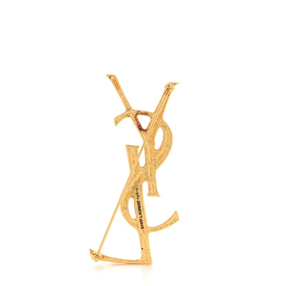 Saint Laurent Monogram Crocodile Opyum Brooch Gold 3 of 6