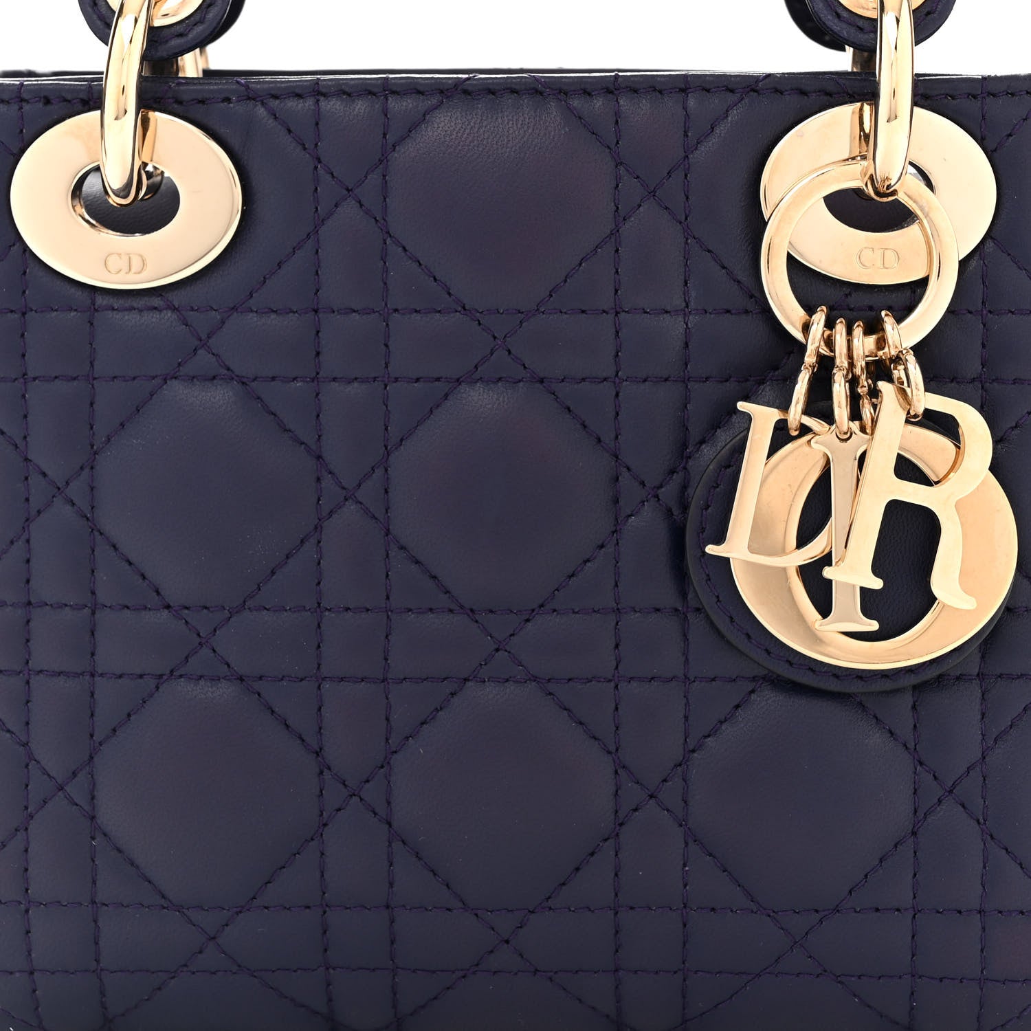 Christian Dior Lambskin Cannage Mini Lady Dior Navy Blue 8 of 11