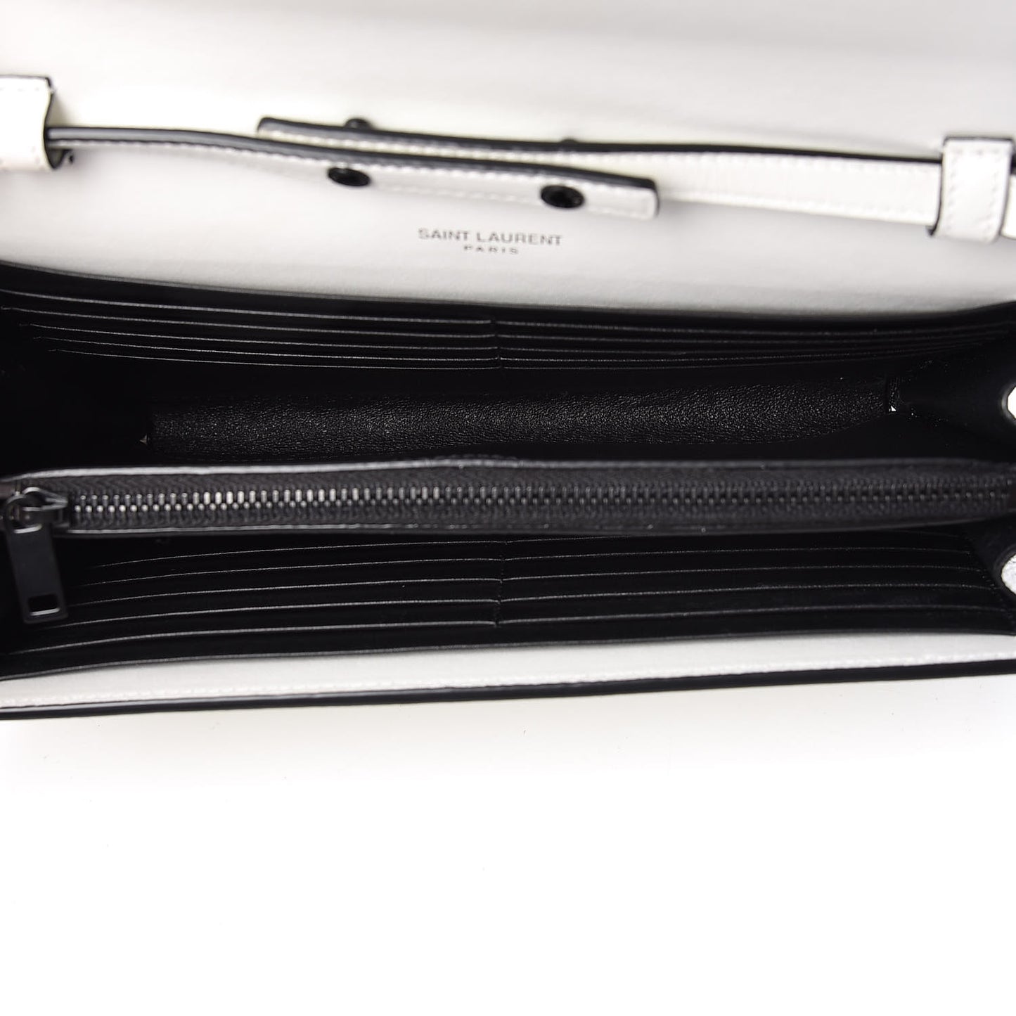Grain De Poudre Square Dot Print Monogram Chain Wallet White Matte Black