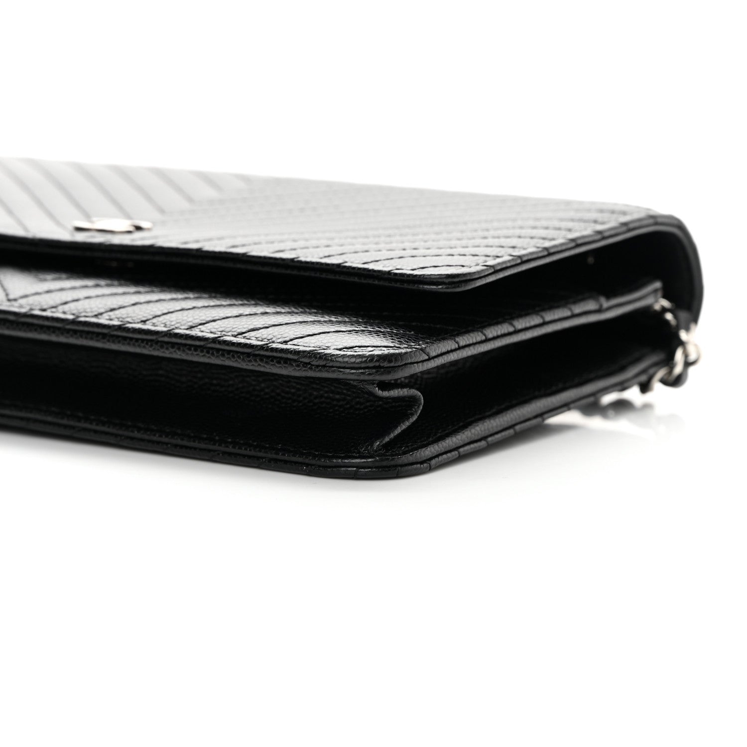 Chanel Caviar Chevron Quilted Wallet On Chain WOC Black 13 of 15