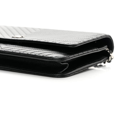 Chanel Caviar Chevron Quilted Wallet On Chain WOC Black 13 of 15
