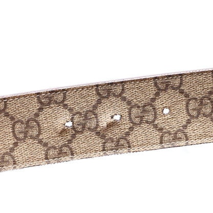 Gucci GG Supreme Monogram Calfskin Double G 80 32 Belt Beige Ebony New Acero 3 of 5