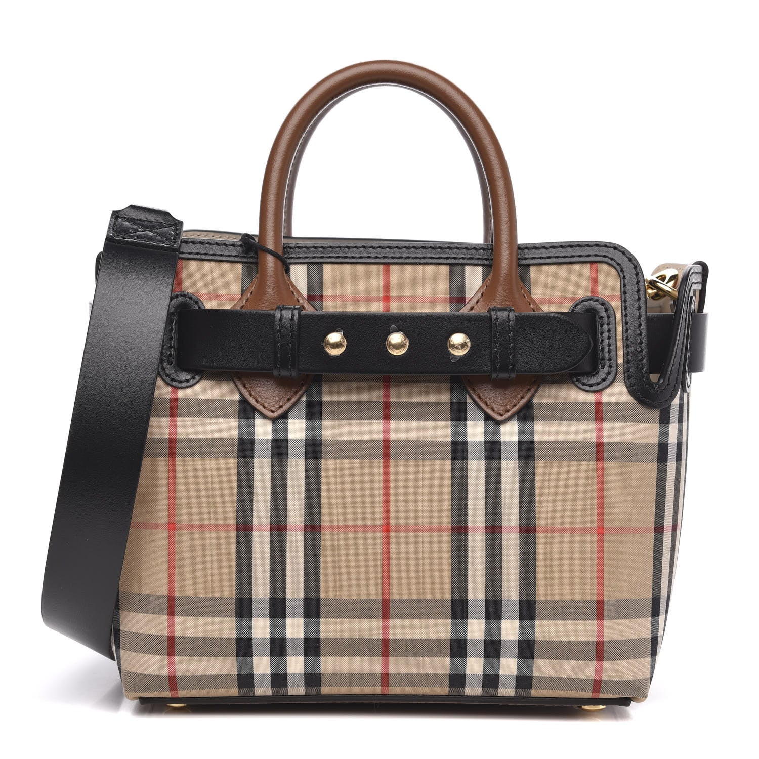 Burberry Calfskin Vintage Check Triple Stud Mini Belt Bag Archive Beige 1 of 10