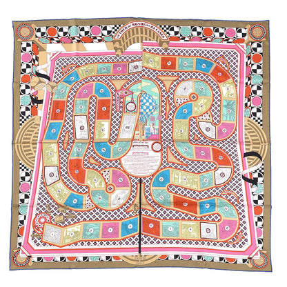 Hermes Silk Le Tour Du Monde En 63 Cases Scarf 90 Biege Jaune Rose 1 of 6