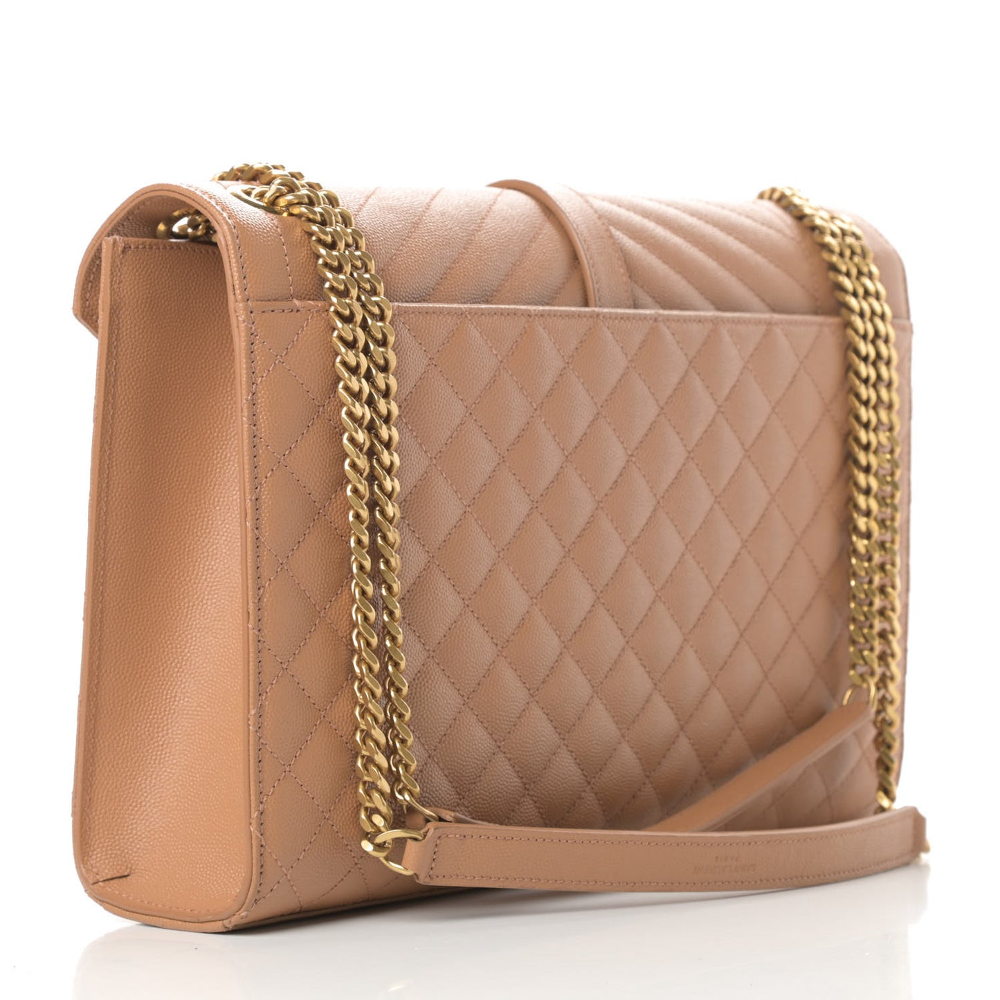 Grain De Poudre Textured Mixed Matelasse Triquilt Large Monogram Satchel Dune
