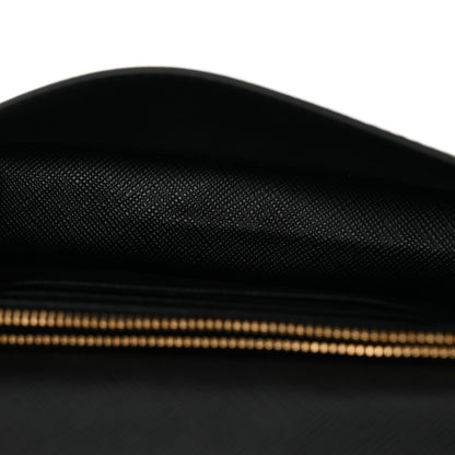 Prada Saffiano Shine Monochrome Mini Flap Crossbody Wristlet Bag Black 5 of 8