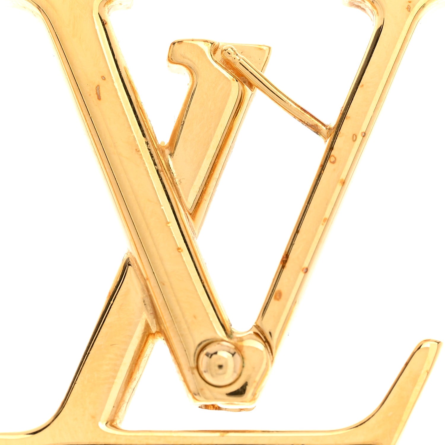 Louis Vuitton Metal Macro LV Earrings Gold 5 of 6