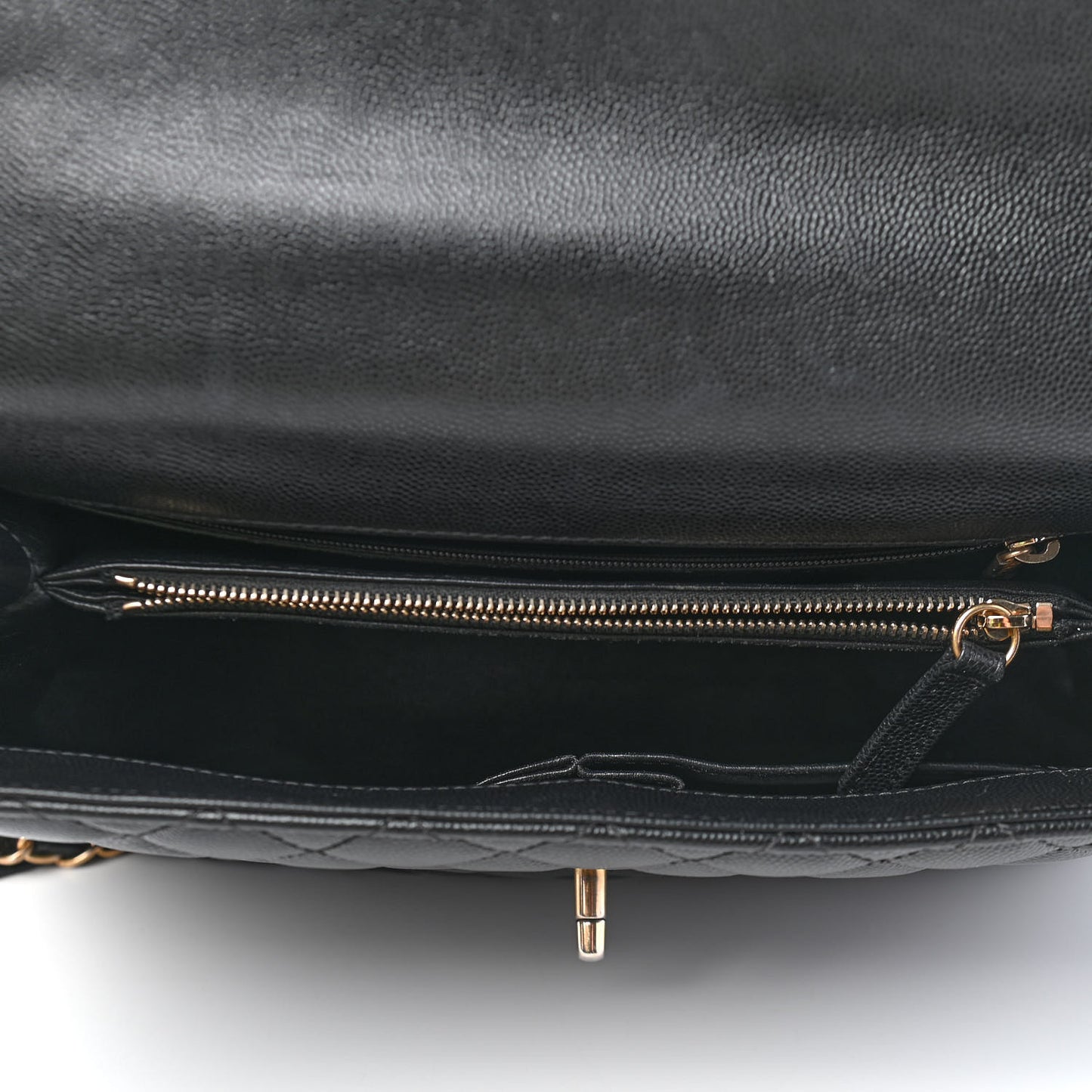 Caviar Lizard Quilted Medium Coco Handle Flap Black