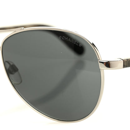 Chanel Pilot Aviator Sunglasses 4201 Silver 5 of 8