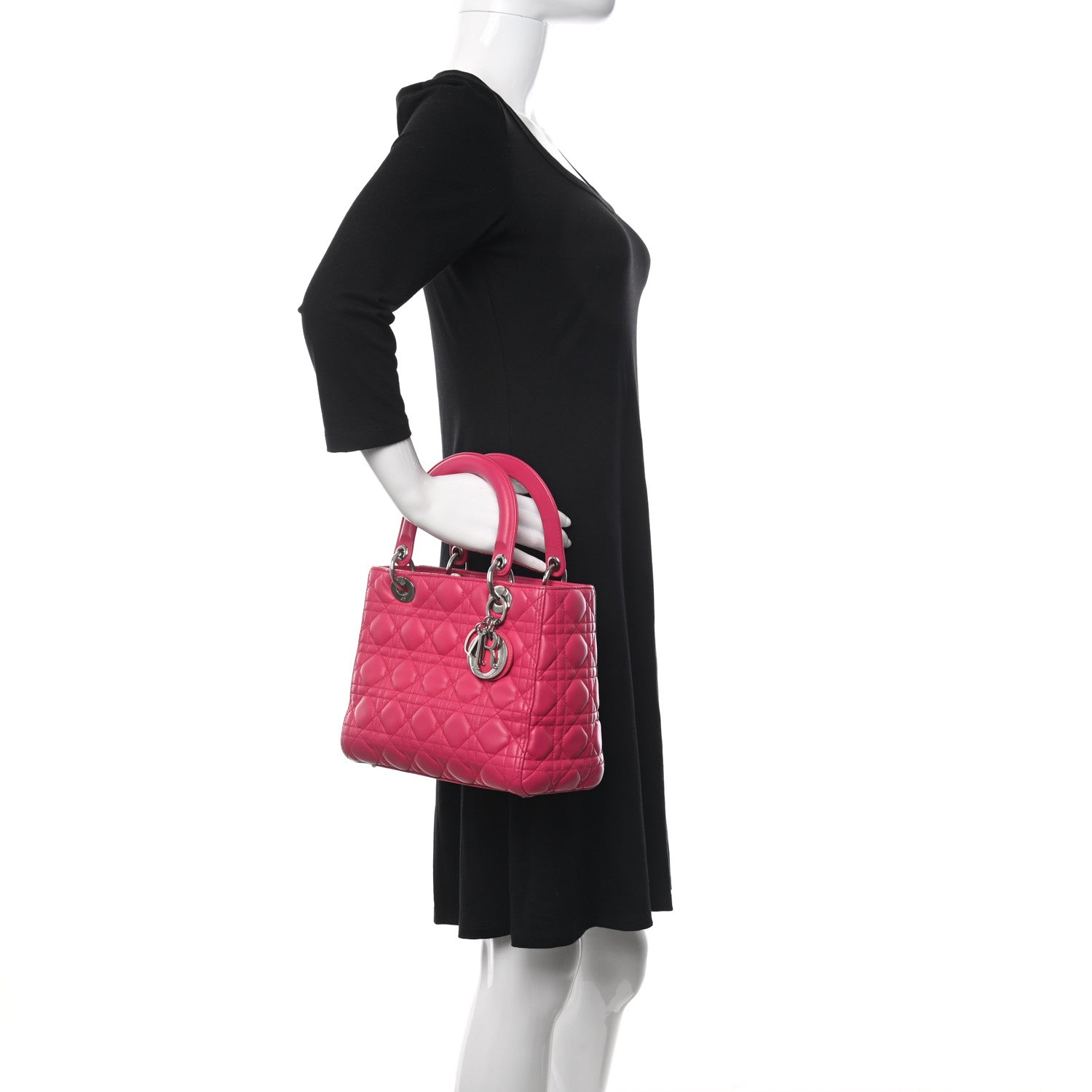 Christian Dior Lambskin Cannage Medium Lady Dior Pink 2 of 9