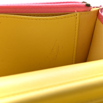 Chanel Lambskin Quilted Wallet On Chain WOC Pink Yellow 13 of 15