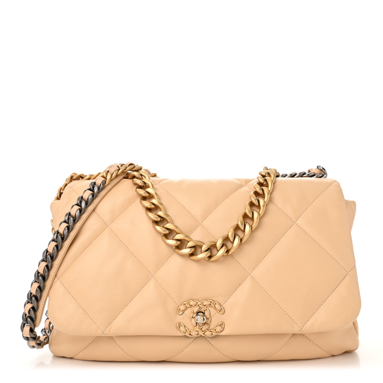 Chanel Goatskin Quilted Maxi Chanel 19 Flap Beige 1 of 14