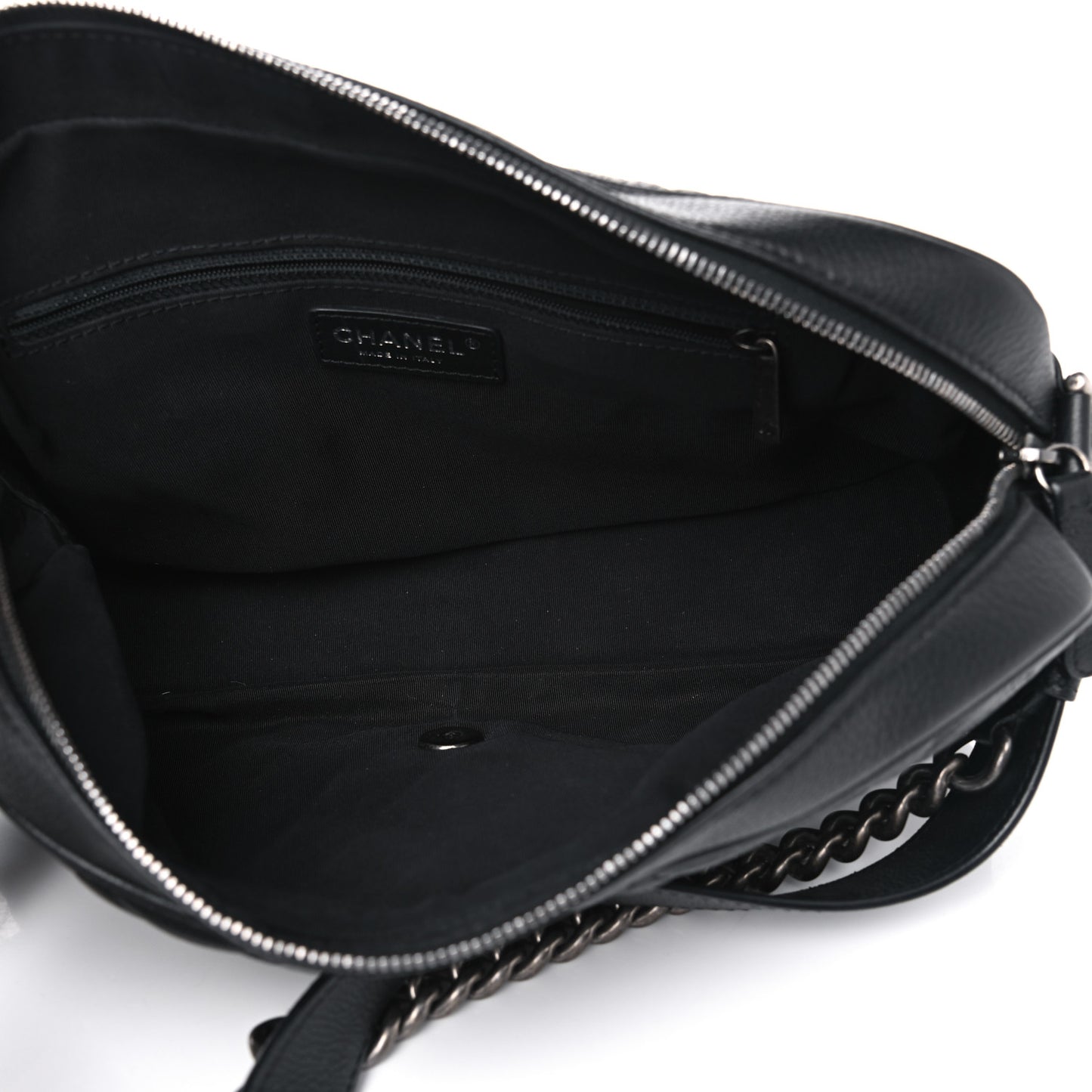 Grained Calfskin Quilted Medium Casual Rock Flap Black