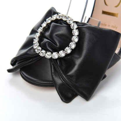 Gucci Nappa Ilse Pleated Bow Sandals 35.5 Black 8 of 15