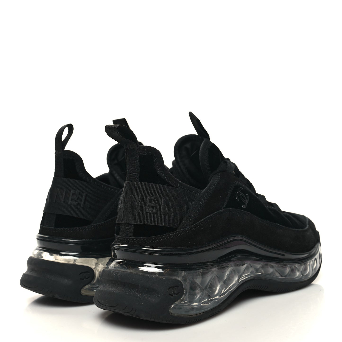 Suede Calfskin Velvet Grosgrain CC Sneakers 36.5 Black