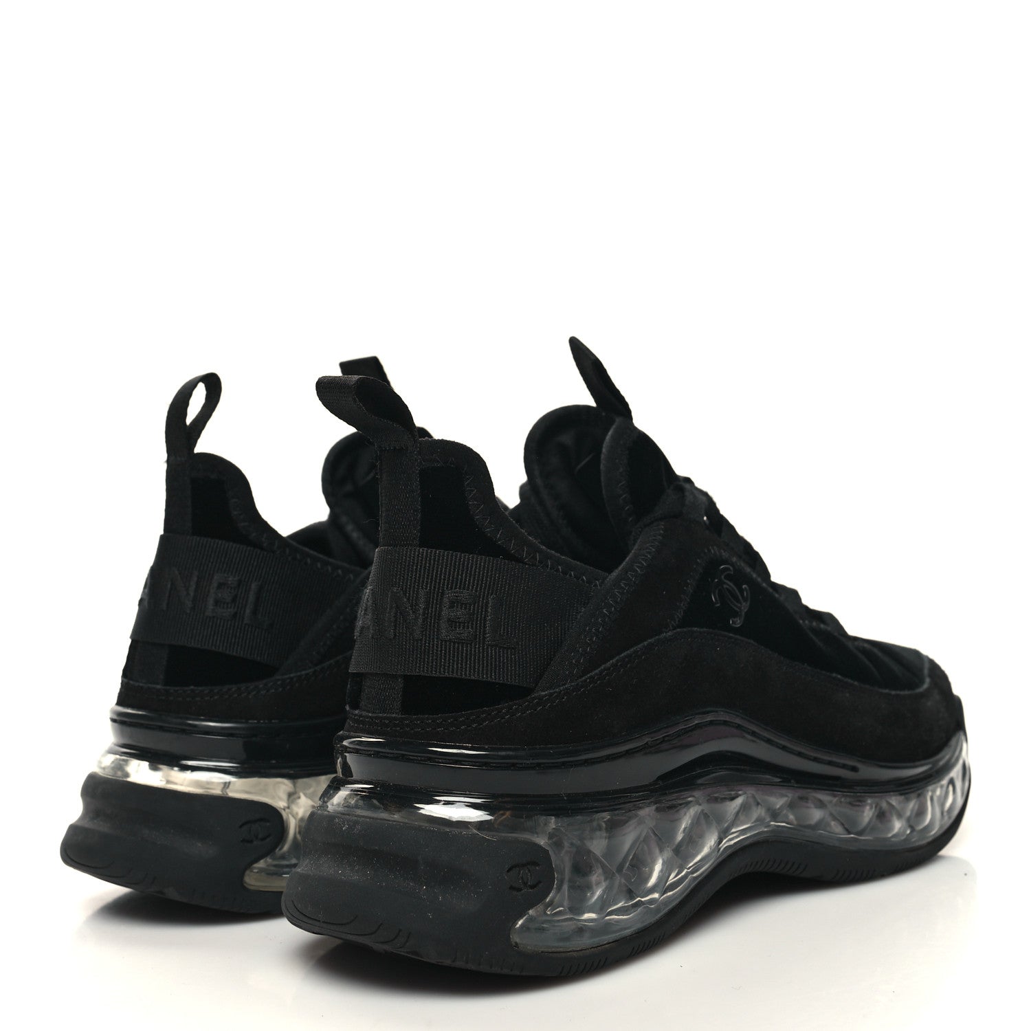 Chanel Suede Calfskin Velvet Grosgrain CC Sneakers 36.5 Black 4 of 8