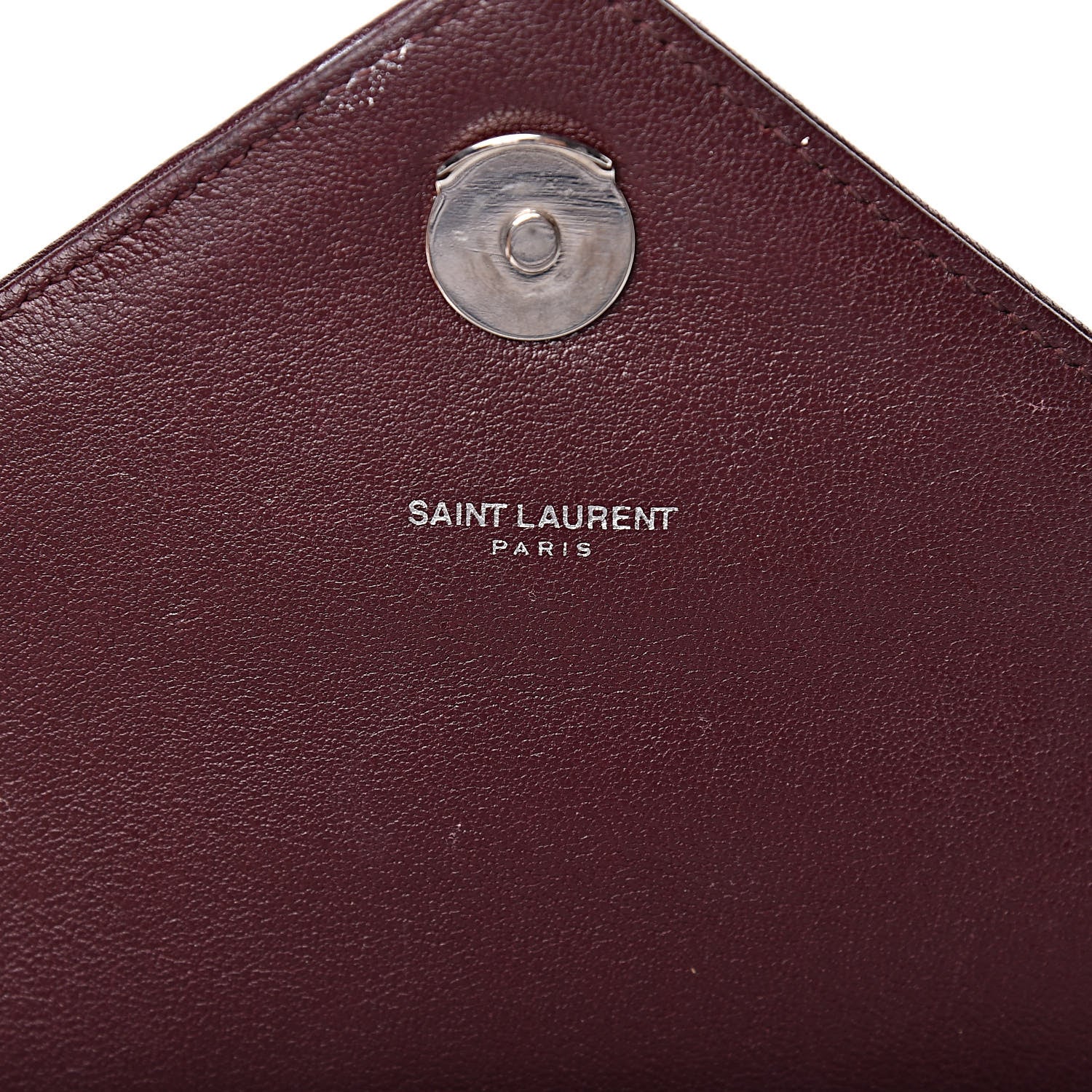 Saint Laurent Calfskin Mixed Matelasse Triquilt Large Monogram Envelope Satchel Bordeaux 6 of 34