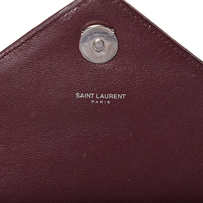Saint Laurent Calfskin Mixed Matelasse Triquilt Large Monogram Envelope Satchel Bordeaux 6 of 34