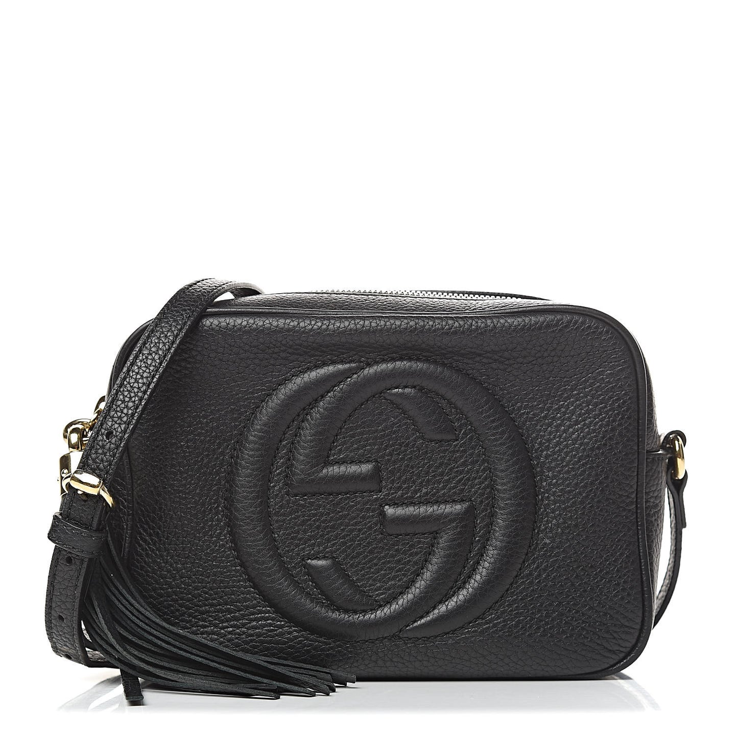 Pebbled Calfskin Small Soho Disco Bag Black
