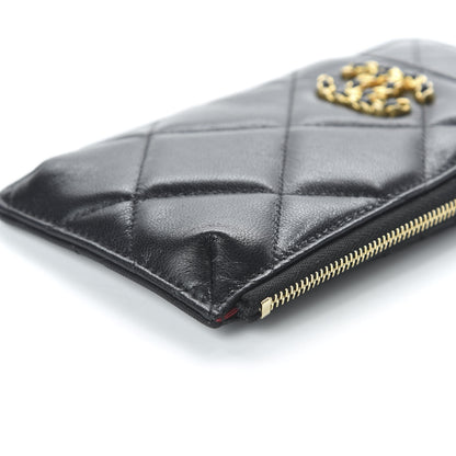 Chanel Shiny Goatskin Quilted 19 Flat Wallet Pouch Black 7 of 11
