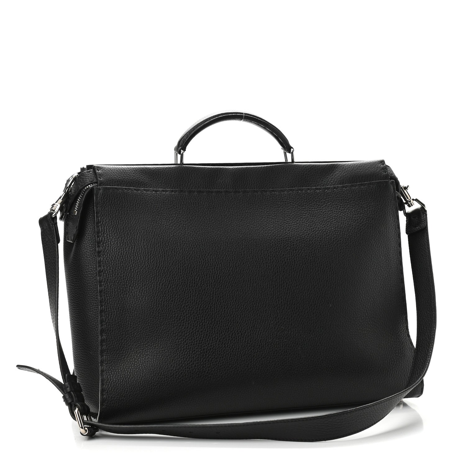 Fendi Cuoio Romano Selleria Monster Eyes Inlay Large Mens Peekaboo Iconic Essential Satchel Black Sunflower 4 of 13
