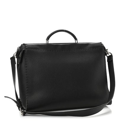 Fendi Cuoio Romano Selleria Monster Eyes Inlay Large Mens Peekaboo Iconic Essential Satchel Black Sunflower 4 of 13