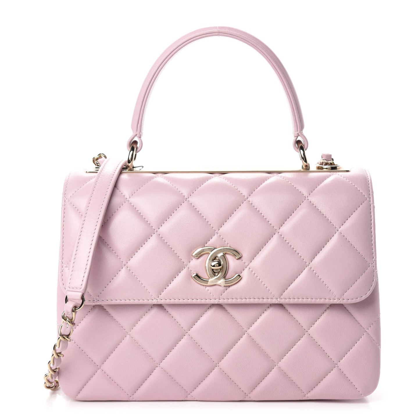 Lambskin Quilted Small Trendy CC Flap Dual Handle Bag Light Pink