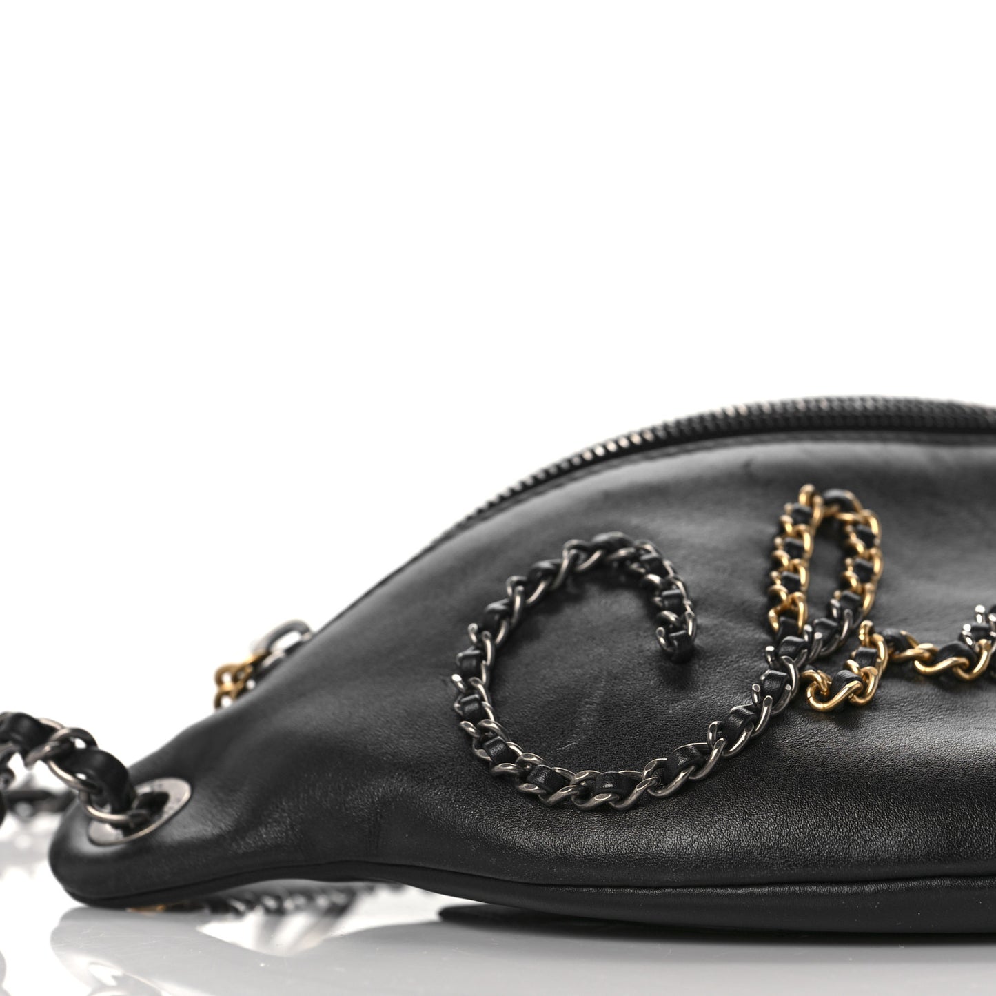 Calfskin Chain 20s Signe Waist Bag Black