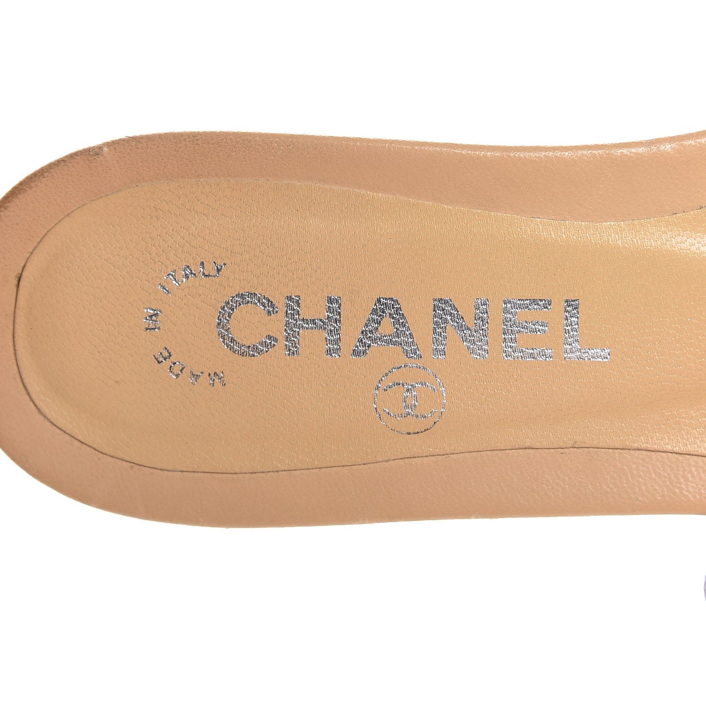 Lambskin CC Bow Sandals 36.5 Beige