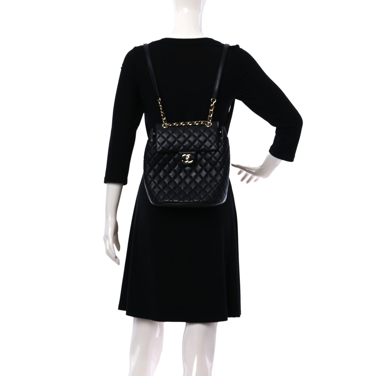 Lambskin Quilted Small Urban Spirit Backpack Black