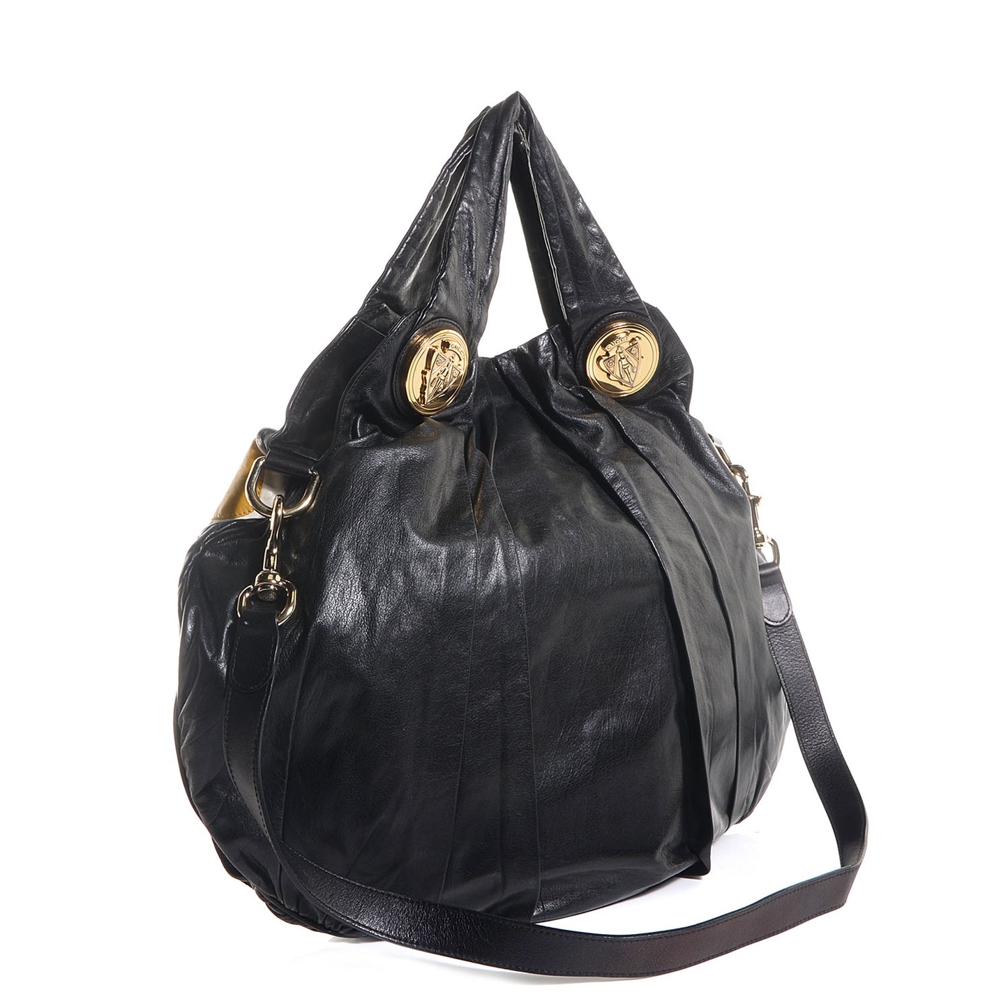Leather Large Hysteria Top Handle Bag Black Yellow