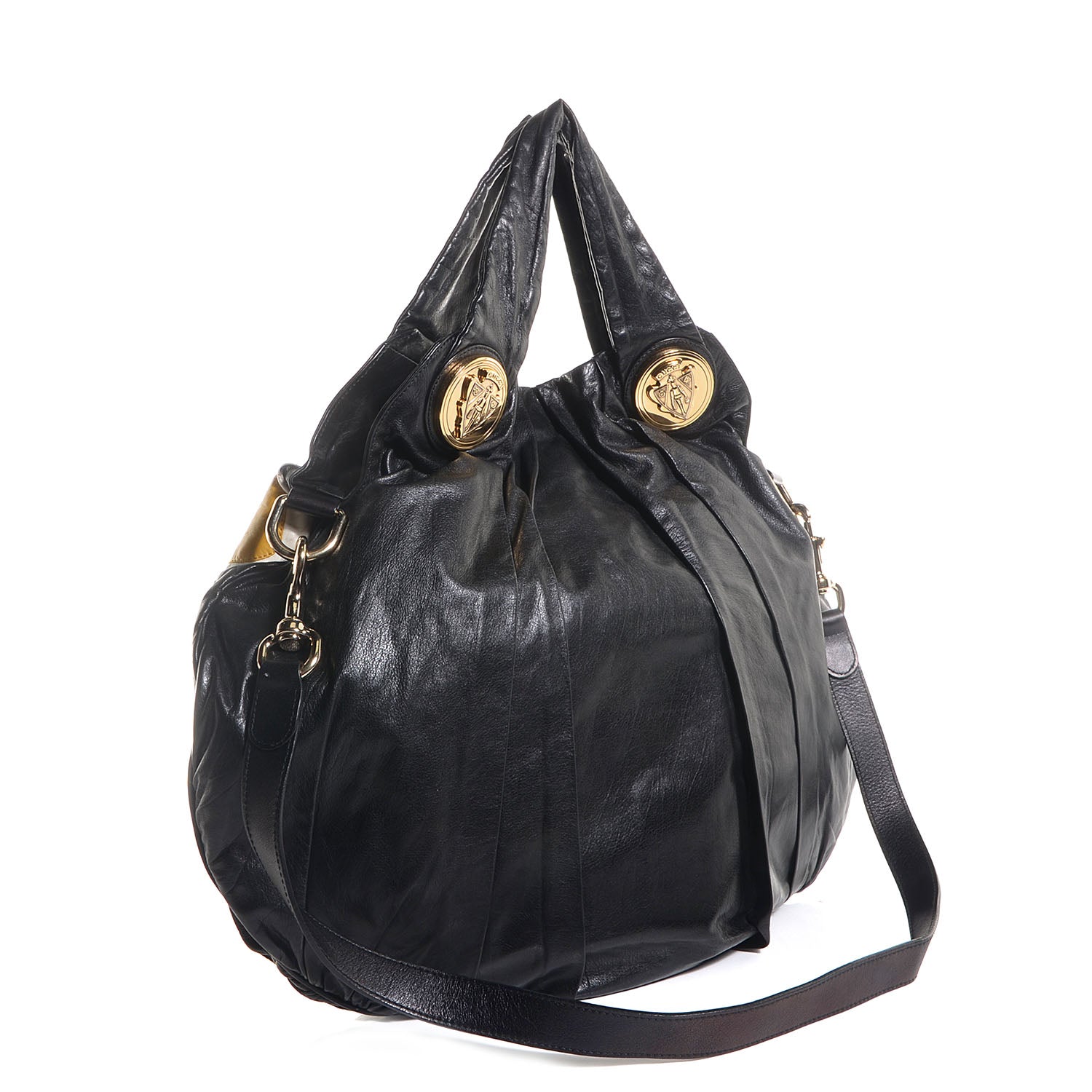 Gucci Leather Large Hysteria Top Handle Bag Black Yellow 3 of 9