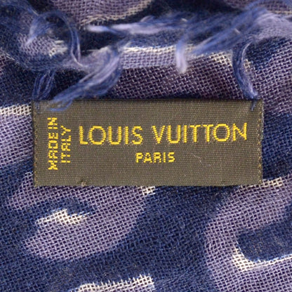 Louis Vuitton Cashmere Silk Leopard Stole Blue 4 of 5