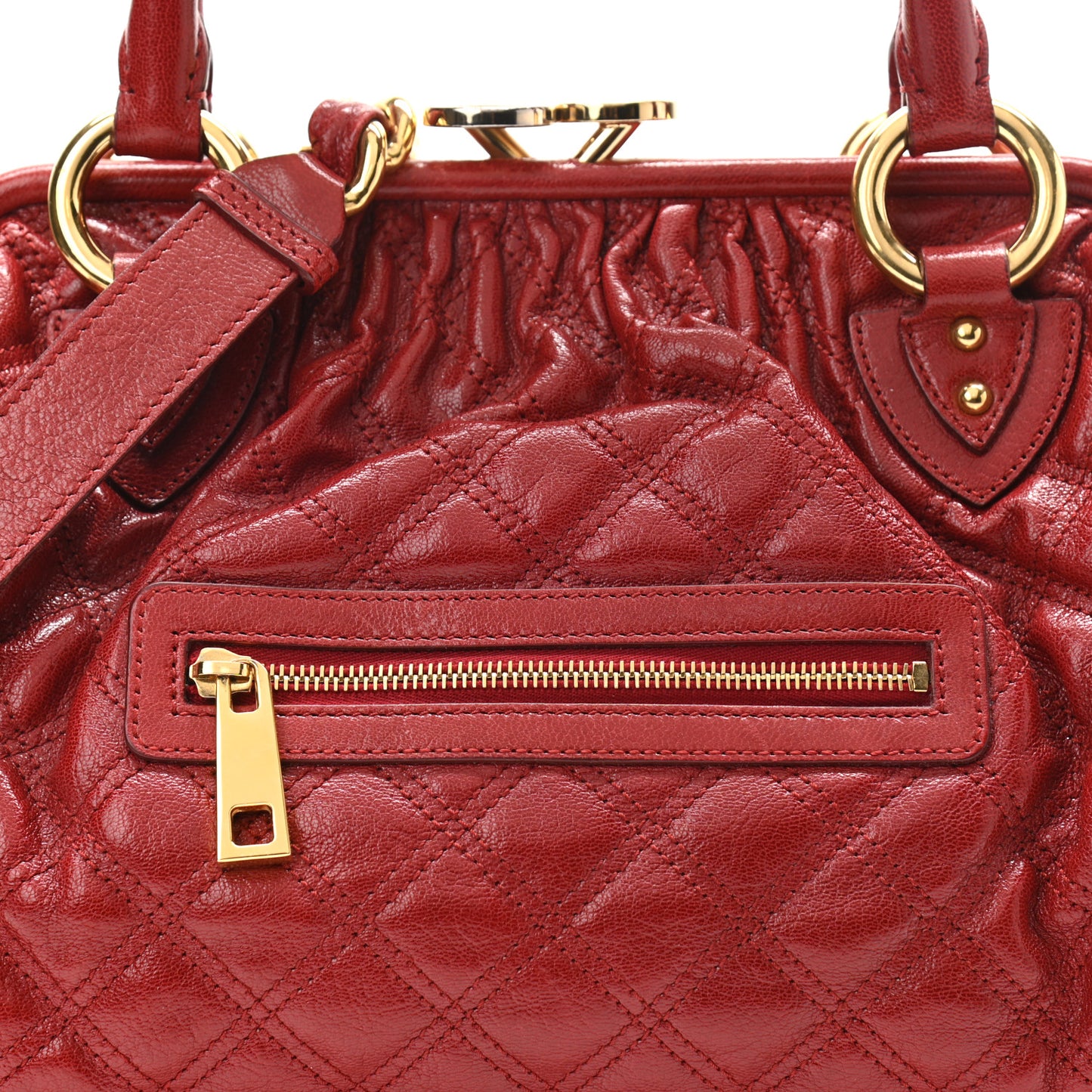 Calfskin Quilted Leather Stam Bag Red