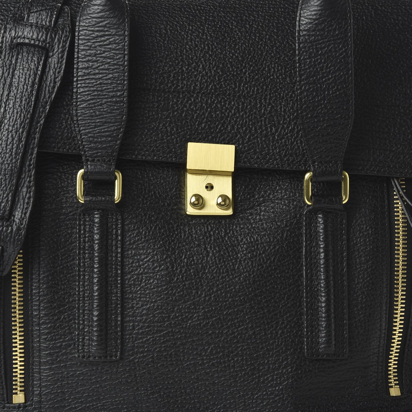 3.1 Textured Calfskin Large Pashli Satchel Black