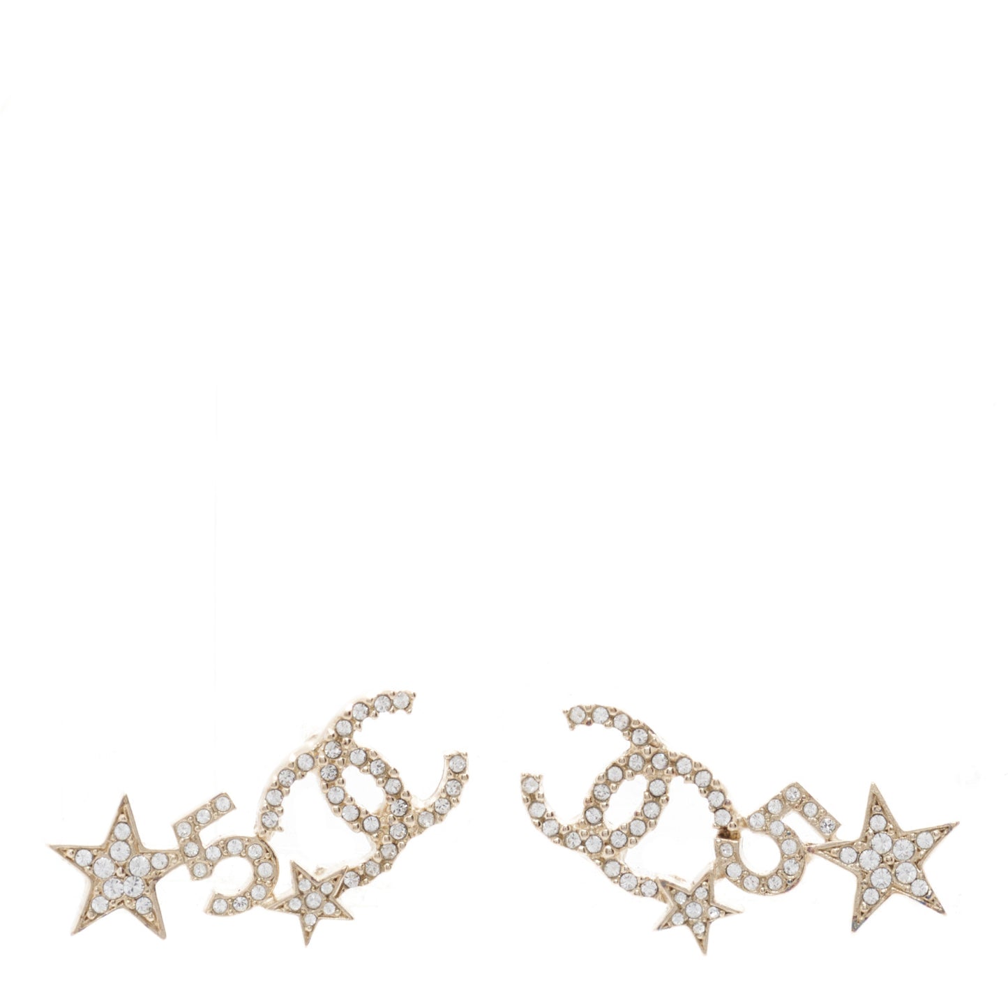 Crystal Star 5 CC Earrings Gold