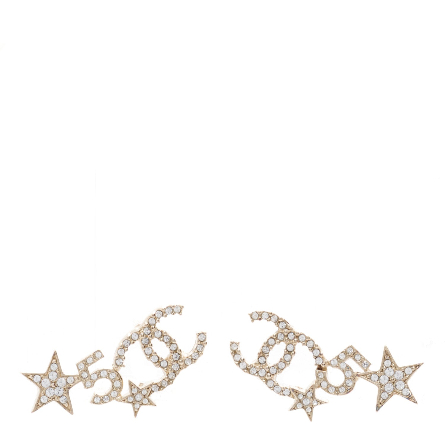 Chanel Crystal Star 5 CC Earrings Gold 1 of 5