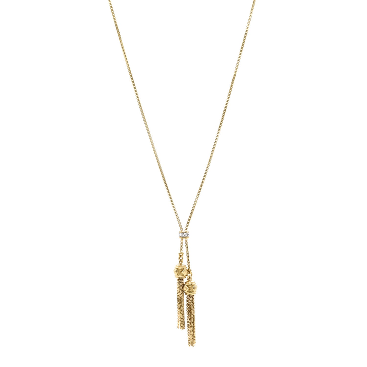 David Yurman 18K Yellow Gold Diamond Renaissance Tassel Necklace 1 of 4
