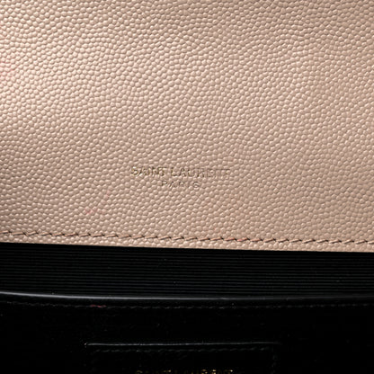 Saint Laurent Grain De Poudre Textured Mixed Matelasse Medium Triquilt Monogram Satchel Dark Beige 6 of 16