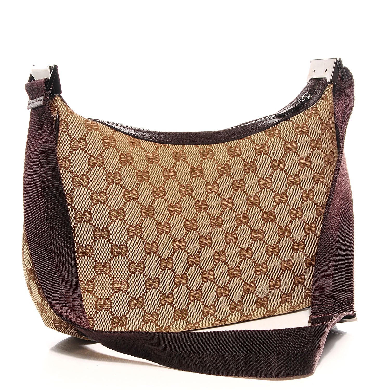 Gucci Monogram Medium Half Moon Hobo Dark Brown 4 of 10
