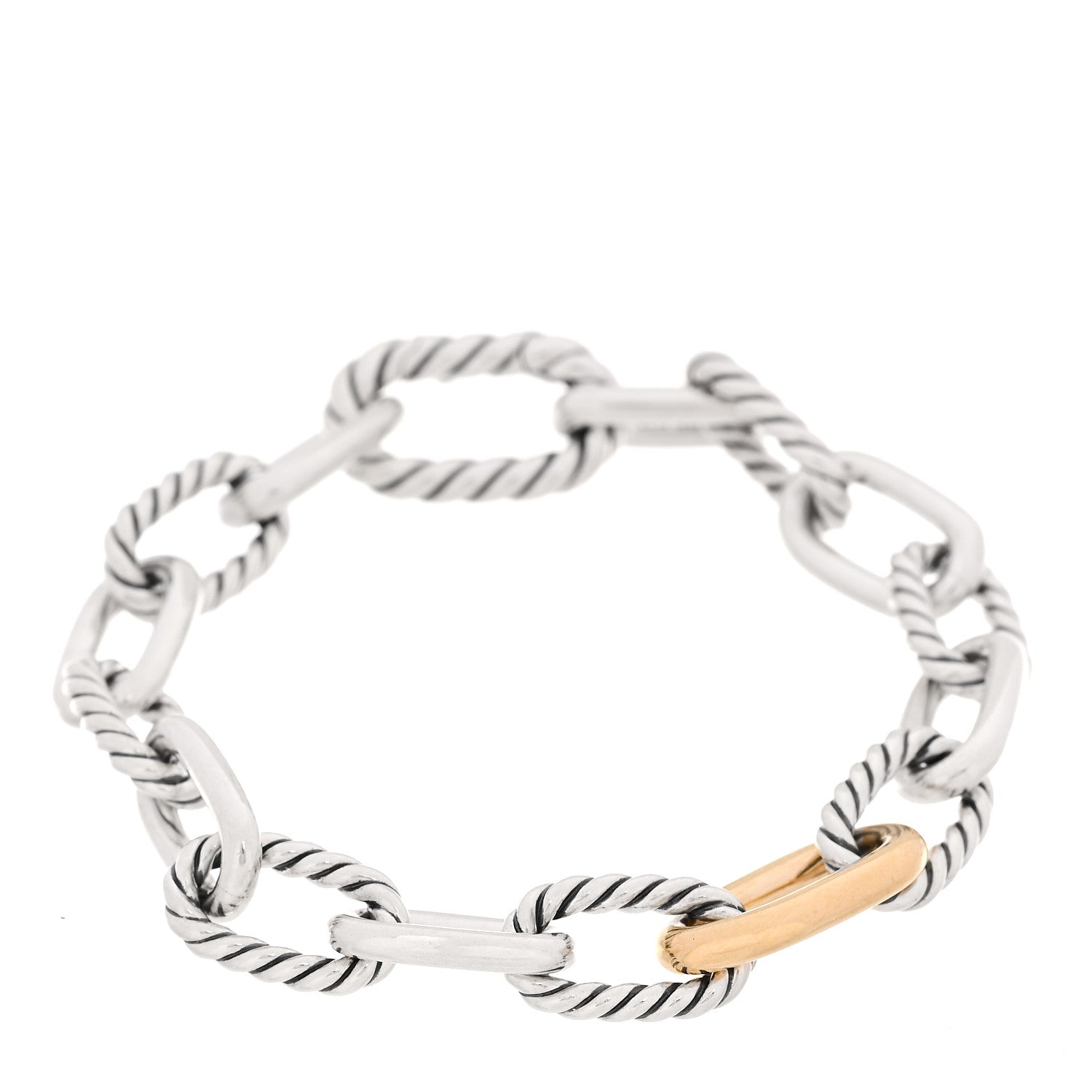David Yurman Sterling Silver 18K Yellow Gold 8.5mm Madison Chain Bracelet 1 of 5