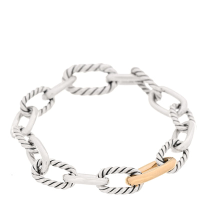 David Yurman Sterling Silver 18K Yellow Gold 8.5mm Madison Chain Bracelet 1 of 5
